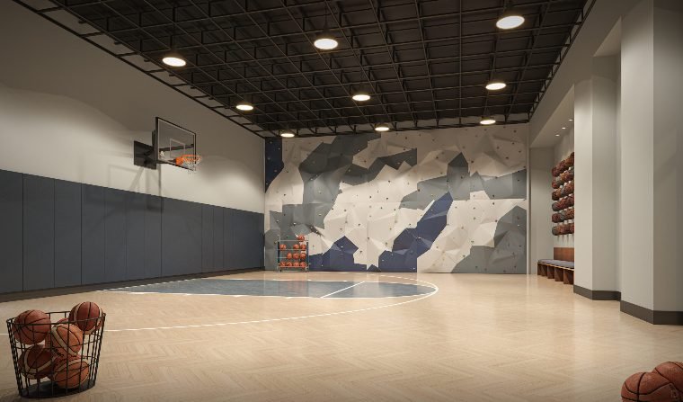 Meia quadra de basquete indoor