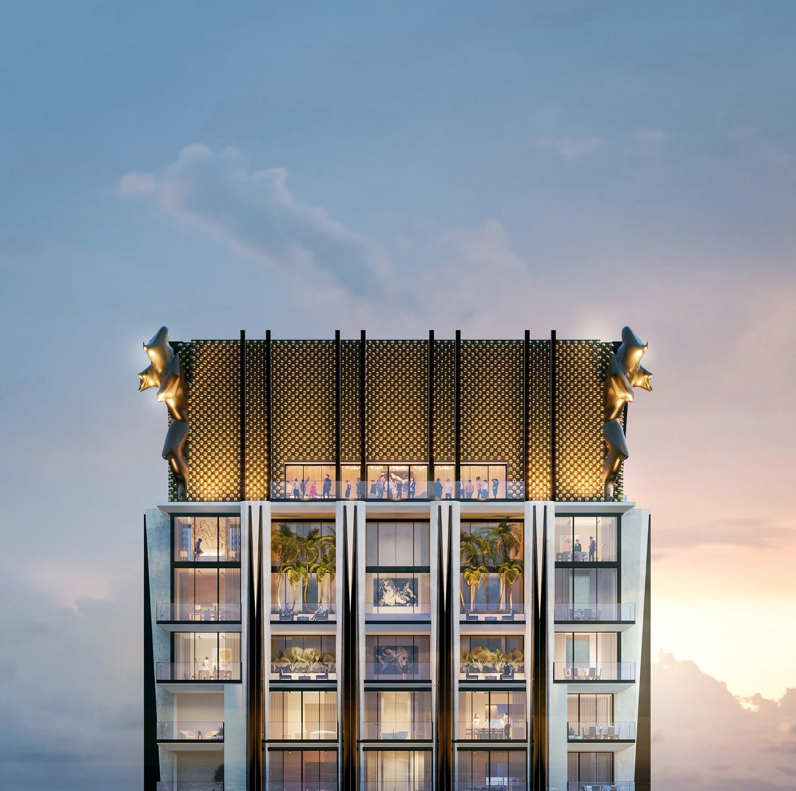Topo da torre 888 Brickell Dolce&Gabbana ao entardecer