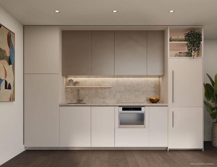 Cozinha integrada com eletrodomésticos premium