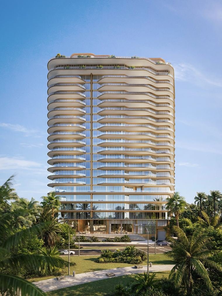 Fachada com varandas curvas do Four Seasons Coconut Grove