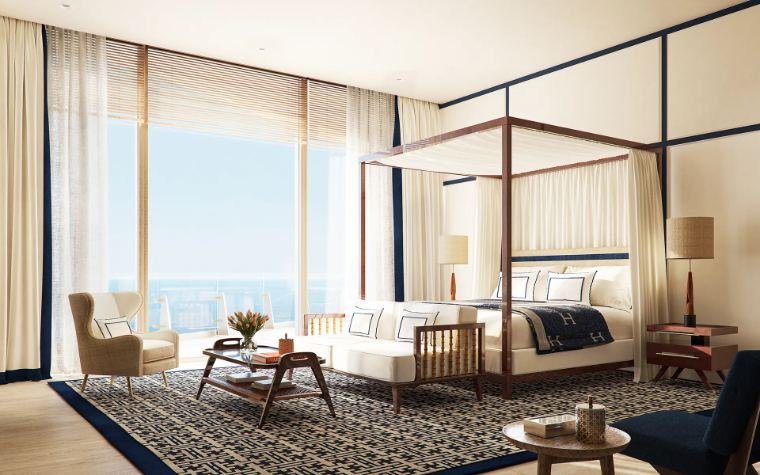 Suíte master com vista para a Baía de Biscayne