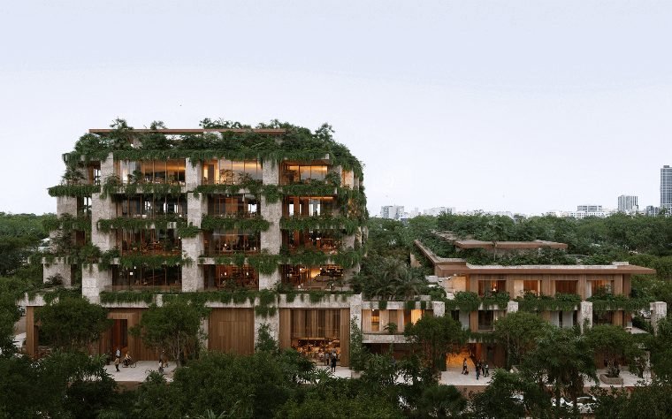 Fachada com jardins verticais
