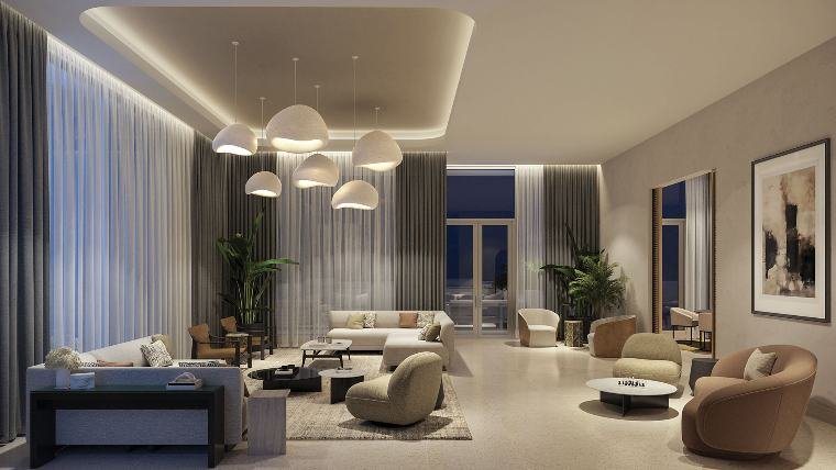 Lounge com iluminação suave
