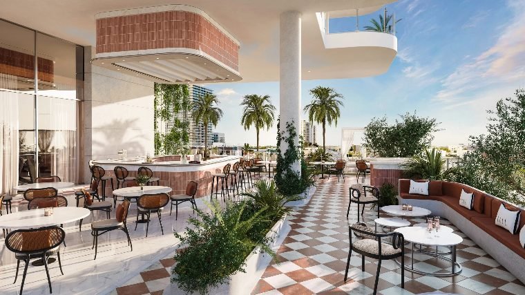 Bar e lounge do deck da piscina