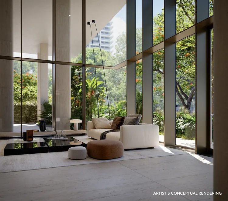 Lounge com jardim interno