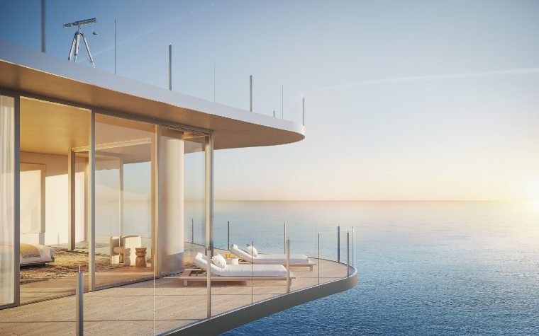 Varanda com vista para o oceano