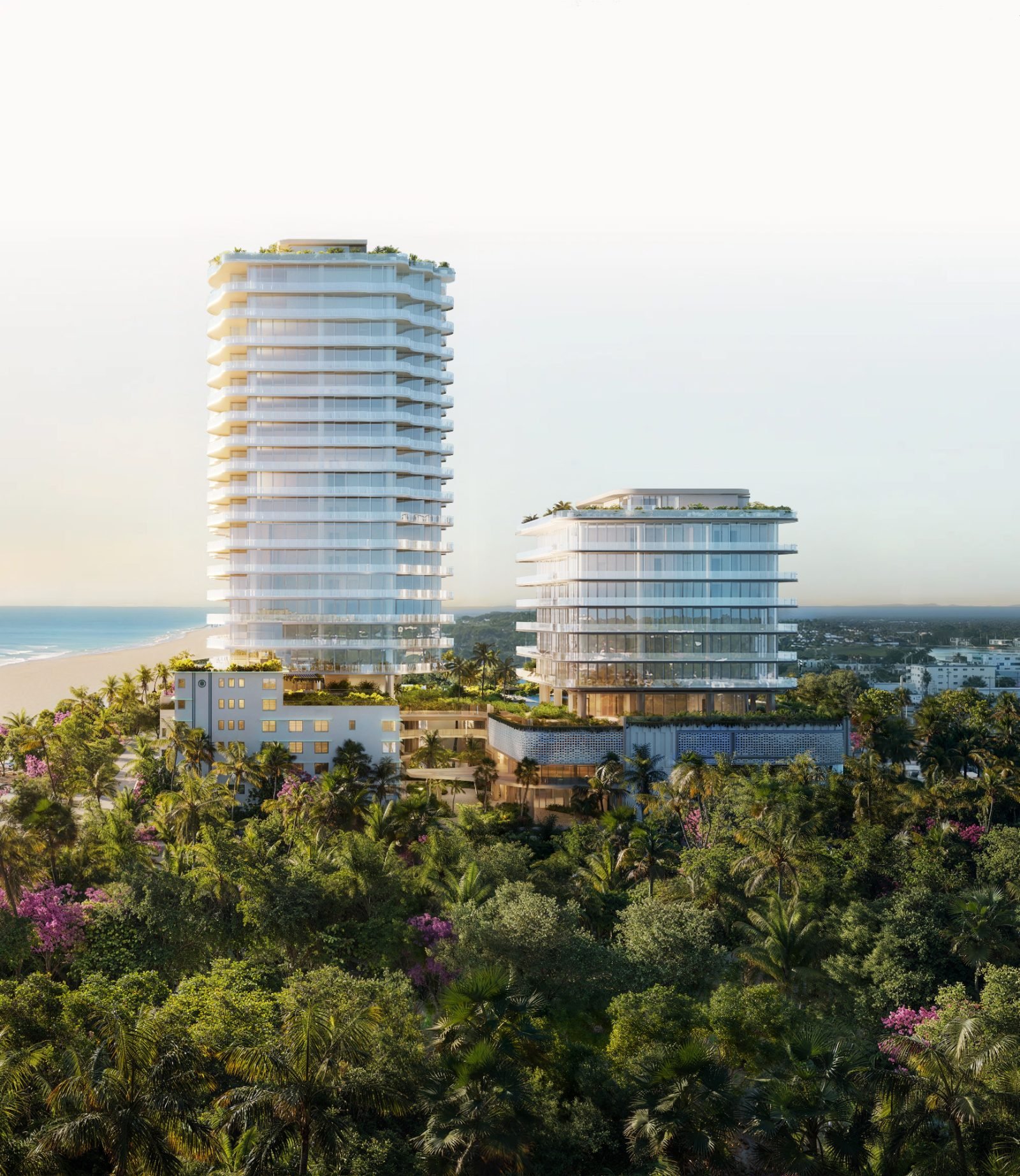 As torres do Ocean Terrace de frente para a praia