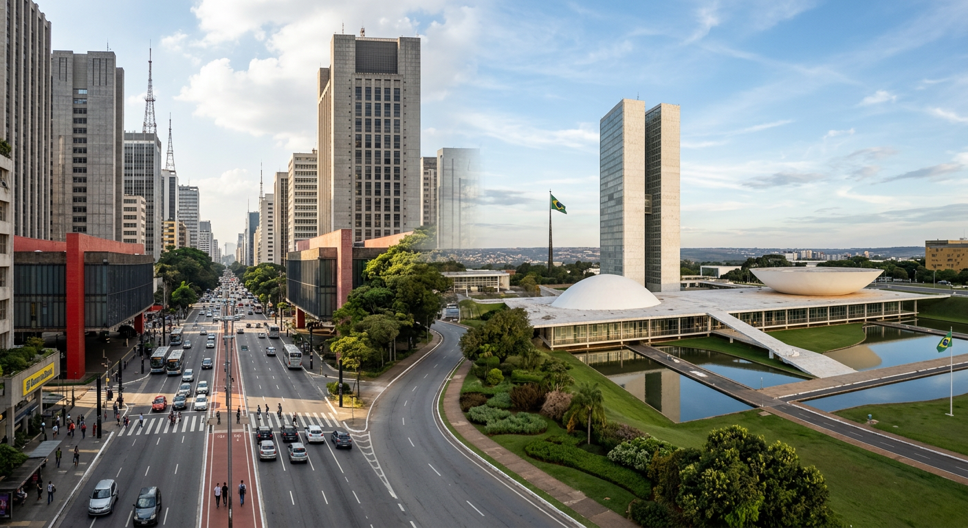 Panorama de Brasília e São Paulo